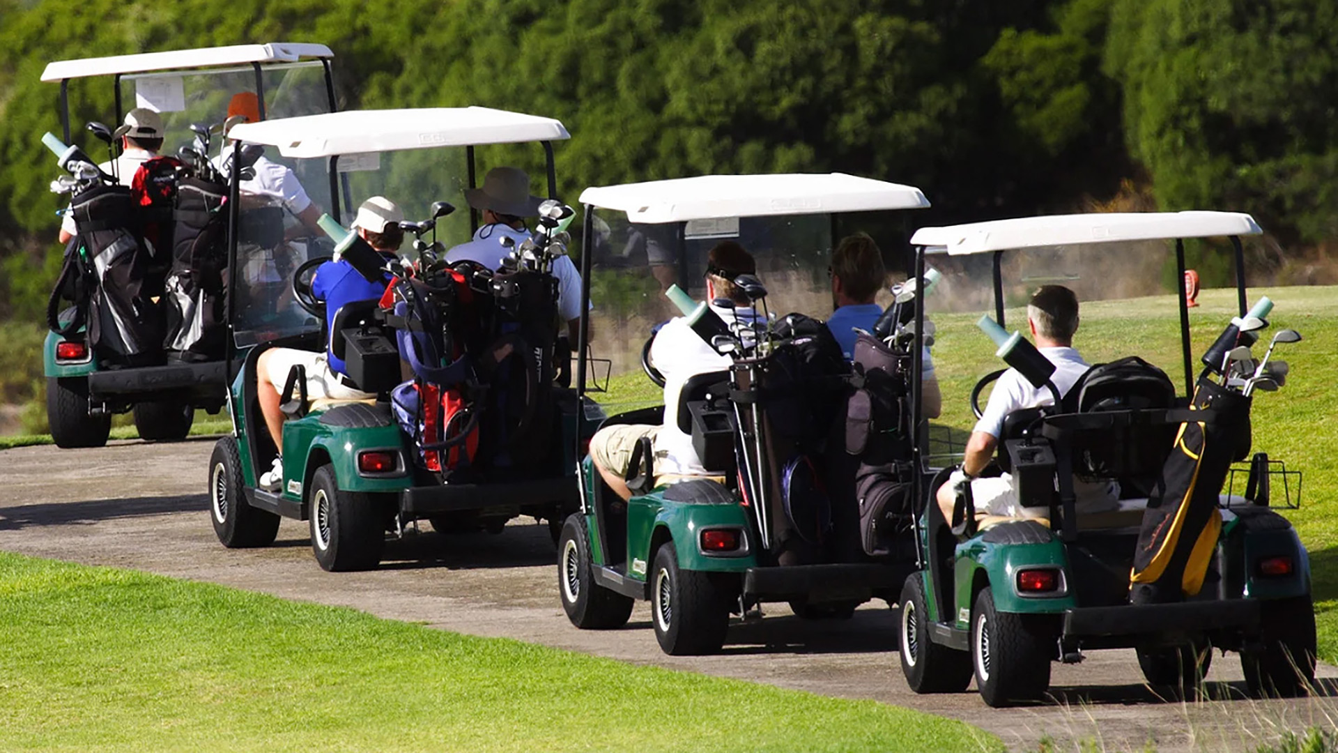 Golf carts on golf course